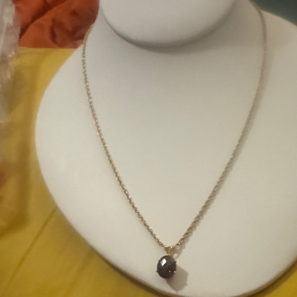 Gold-Tone Chain Necklace with Red Pendant - Classic Women's Jewelry